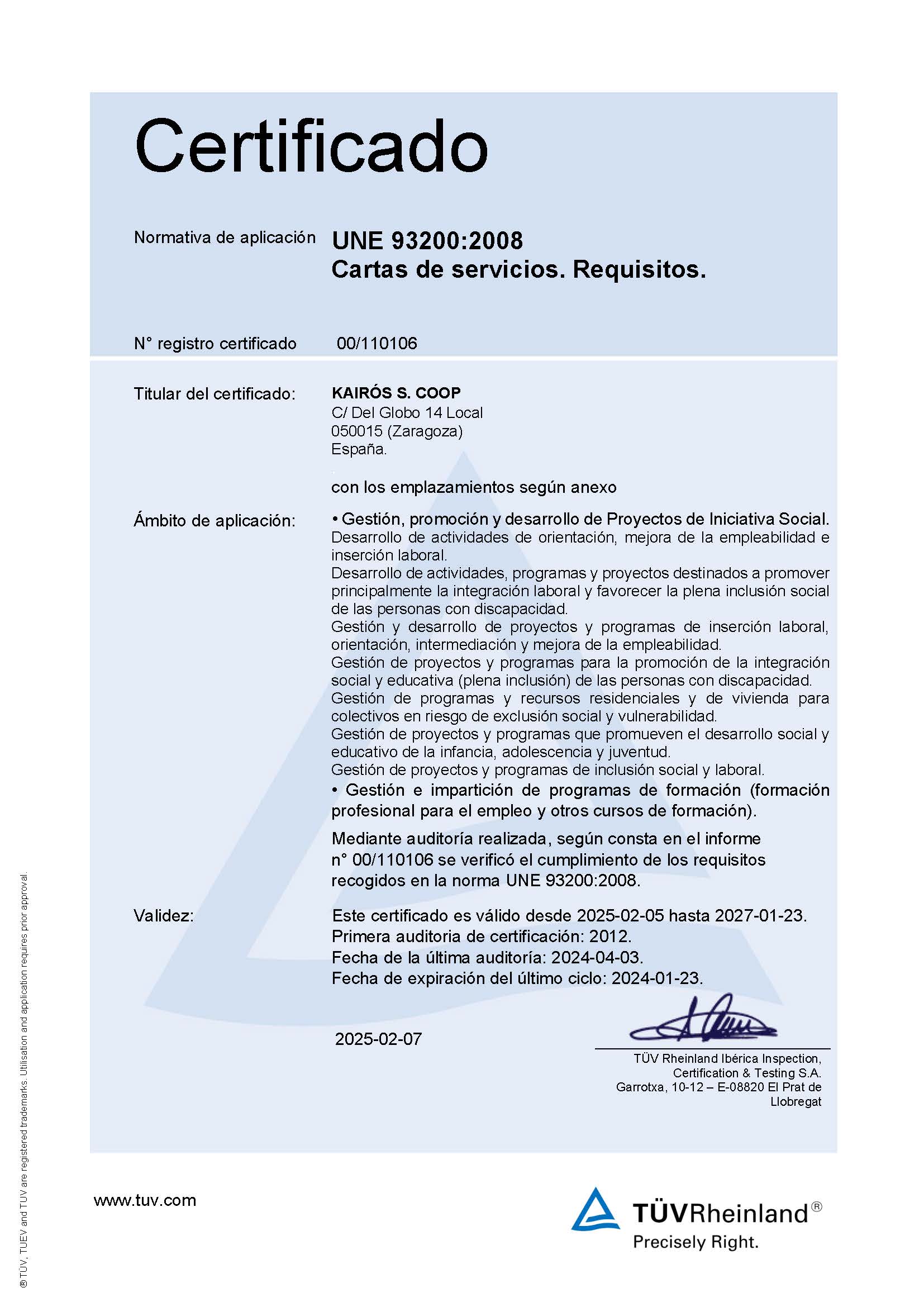 Carta servicios 2025